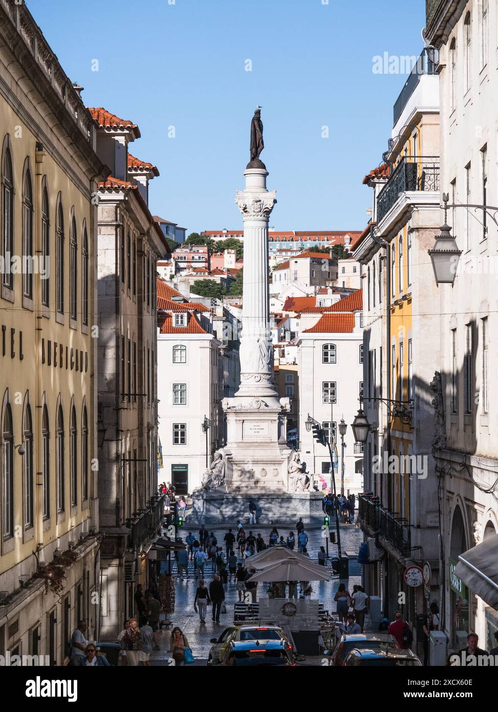 Lisbonne, Portugal ; 11 juin 2024 : place Praça dom Pedro IV dans la ville de Lisbonne, Portugal Banque D'Images