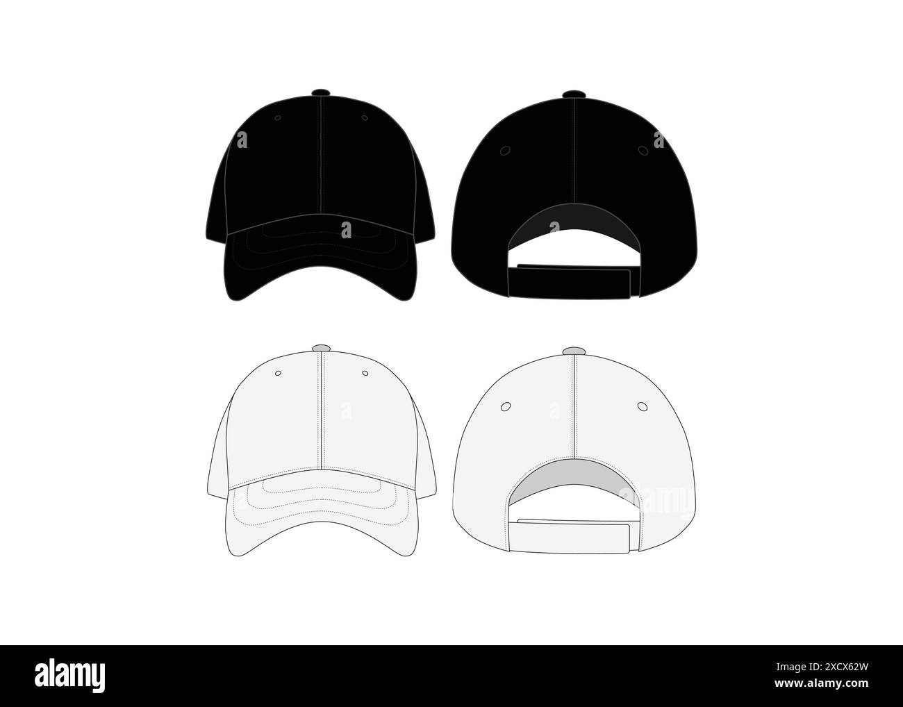 Chapeau Dad Cqp Vector maquette chapeau dessin technique illustration Cap chapeau modèle contour plat esquisse Dad Hat modèle Illustration de Vecteur