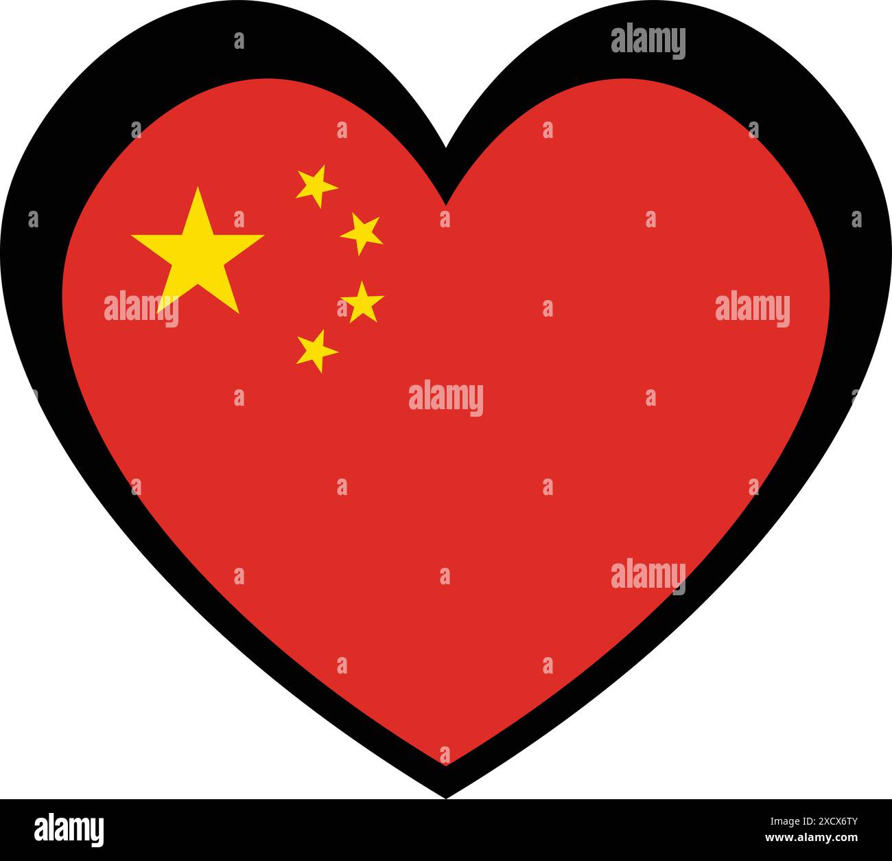Une illustration d'une icône de coeur avec le drapeau de la Chine, symbolisant l'amour et la fierté pour la Chine avec sa couleur rouge audacieuse. Illustration de Vecteur