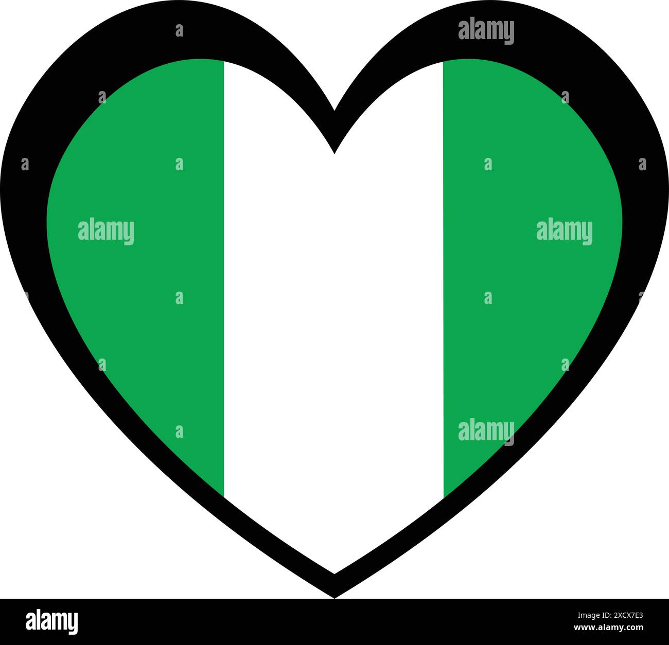 Une illustration d'une icône de coeur avec le drapeau du Nigeria, symbolisant l'amour et la fierté pour le Nigeria Illustration de Vecteur