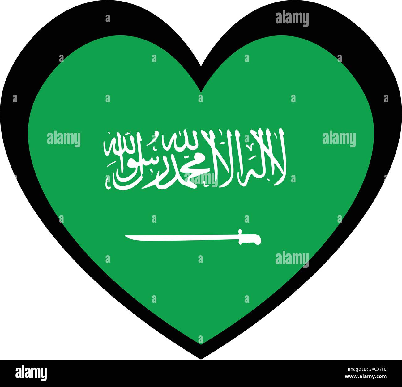 Une illustration d'une icône de coeur avec le drapeau de l'Arabie saoudite, symbolisant l'amour et la fierté pour l'Arabie saoudite Illustration de Vecteur