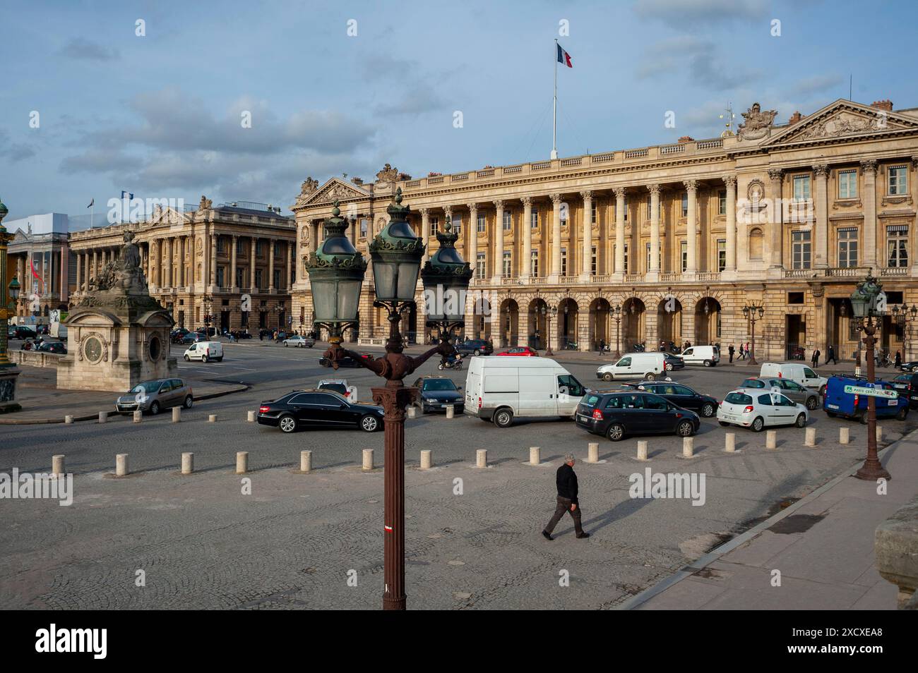 Paris, France, scènes de rue, monuments historiques français, place de la Concorde, Musée de la Marine, lampadaire Banque D'Images