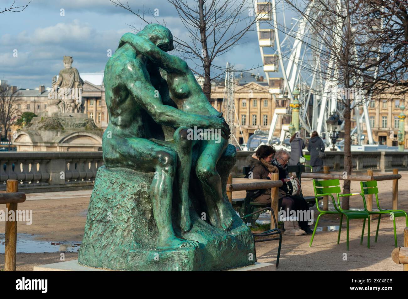 Paris, France, scènes de rue, monuments français, place de la Concorde, sculpture moderne « le baiser » (crédit : August RODIN), monuments paris Banque D'Images