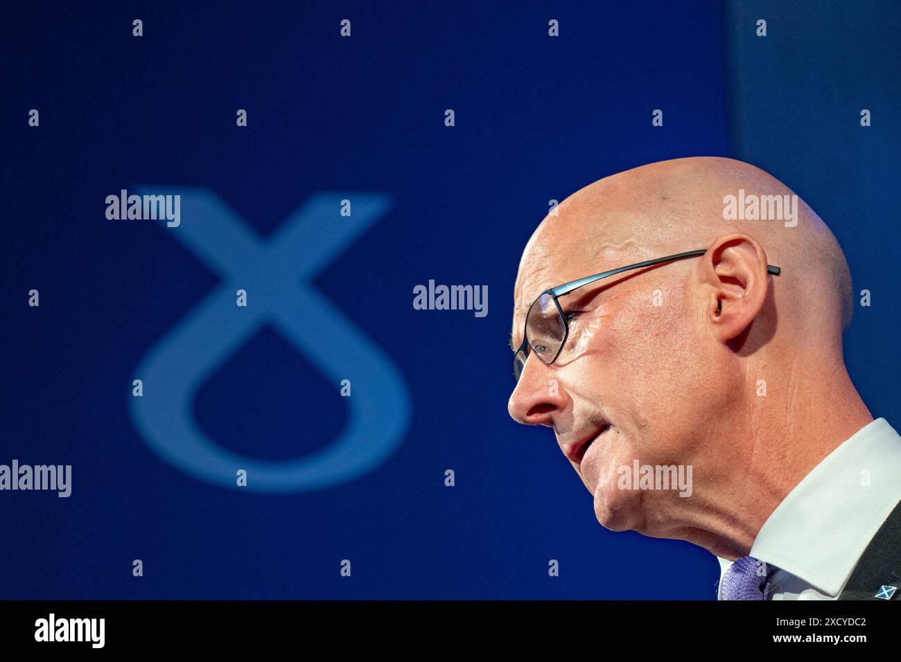 Édimbourg, Écosse, Royaume-Uni. 19 juin 2024. Le chef du SNP et premier ministre John Swinney lance aujourd'hui à Édimbourg le manifeste de l'élection générale du SNP. Iain Masterton/Alamy Live News Banque D'Images