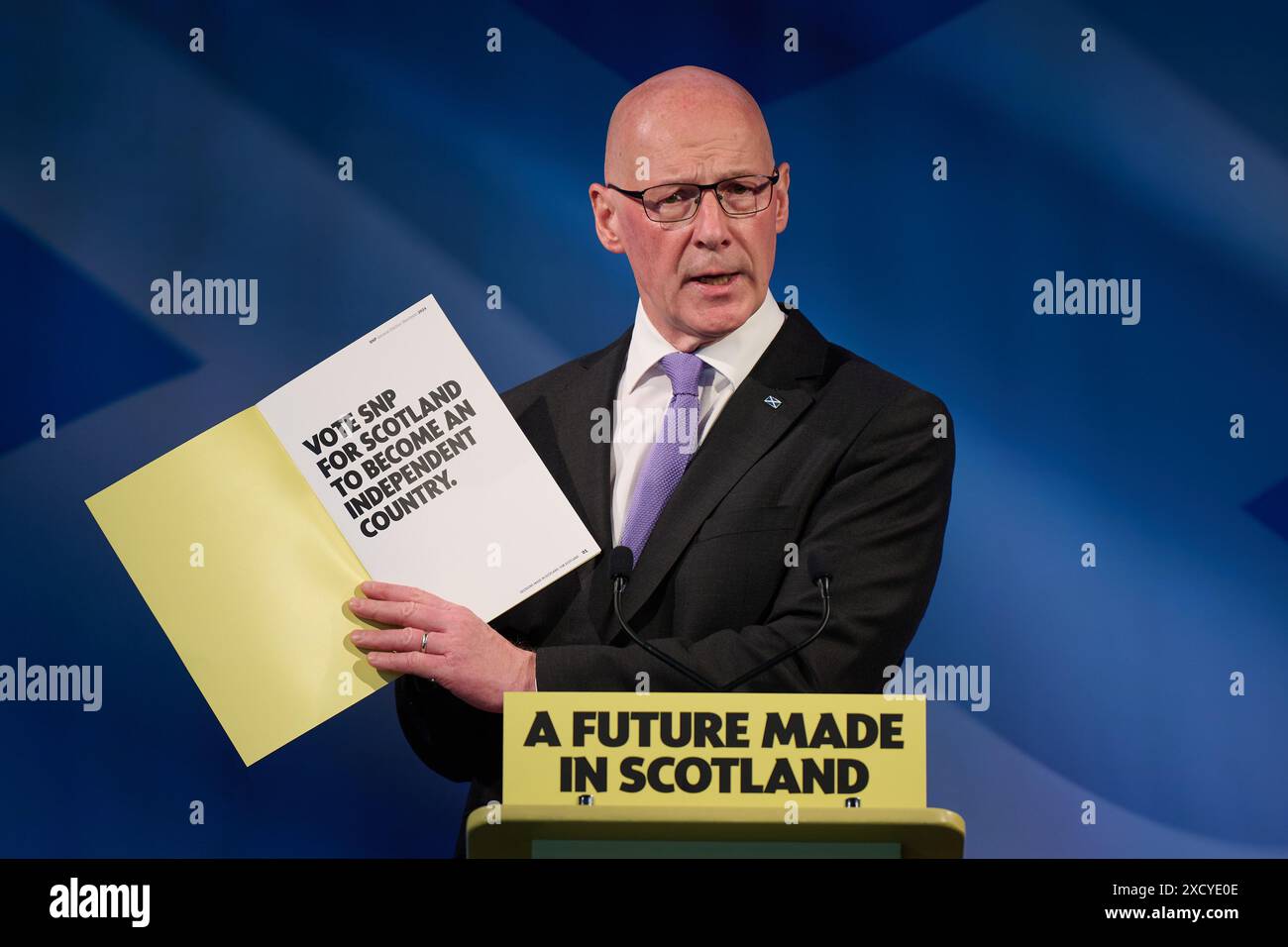 Édimbourg Écosse, Royaume-Uni 19 juin 2024. Le chef du SNP John Swinney à Patina lance le manifeste électoral du SNP à Westminster pour la campagne électorale générale. crédit sst/alamy live news Banque D'Images