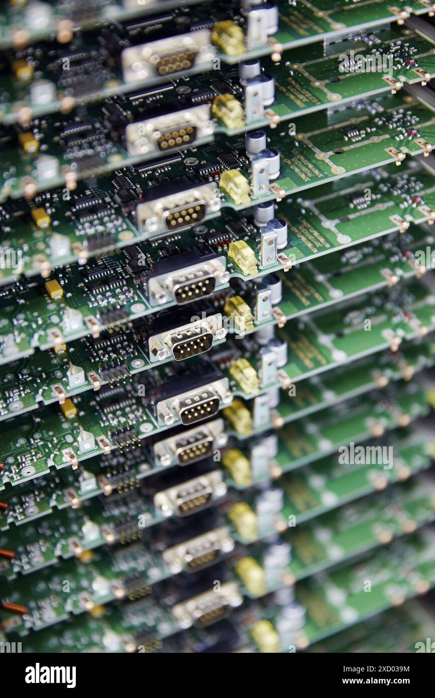 Carte à circuit intégré. Usine de fabrication d'équipements électroniques. Banque D'Images