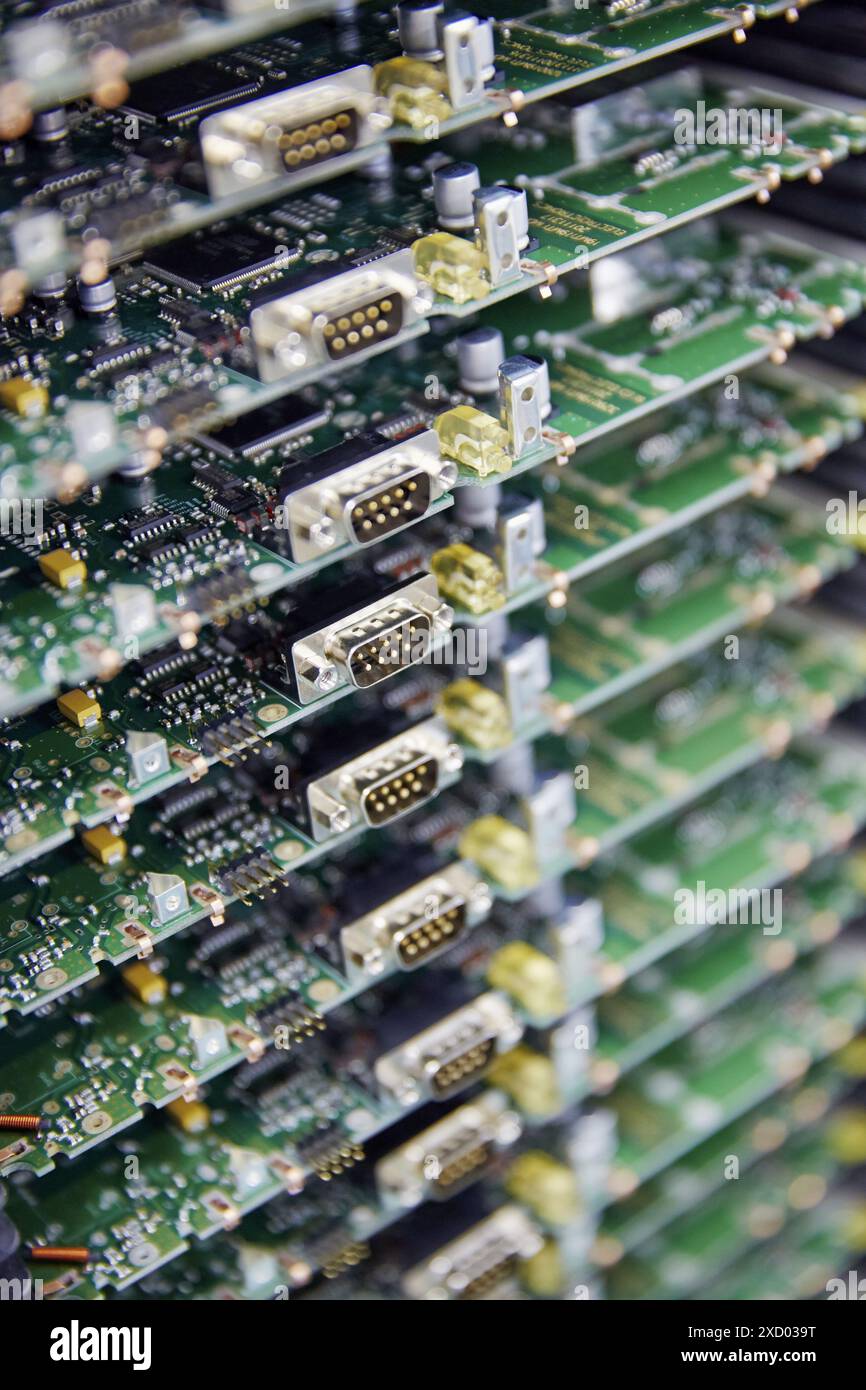 Carte à circuit intégré. Usine de fabrication d'équipements électroniques. Banque D'Images