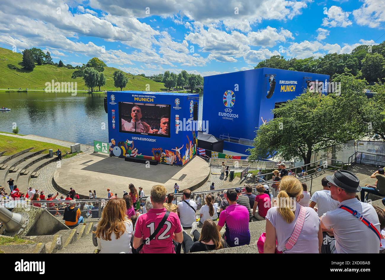 Projection publique de l'UEFA Football 2024 à Munich Banque D'Images