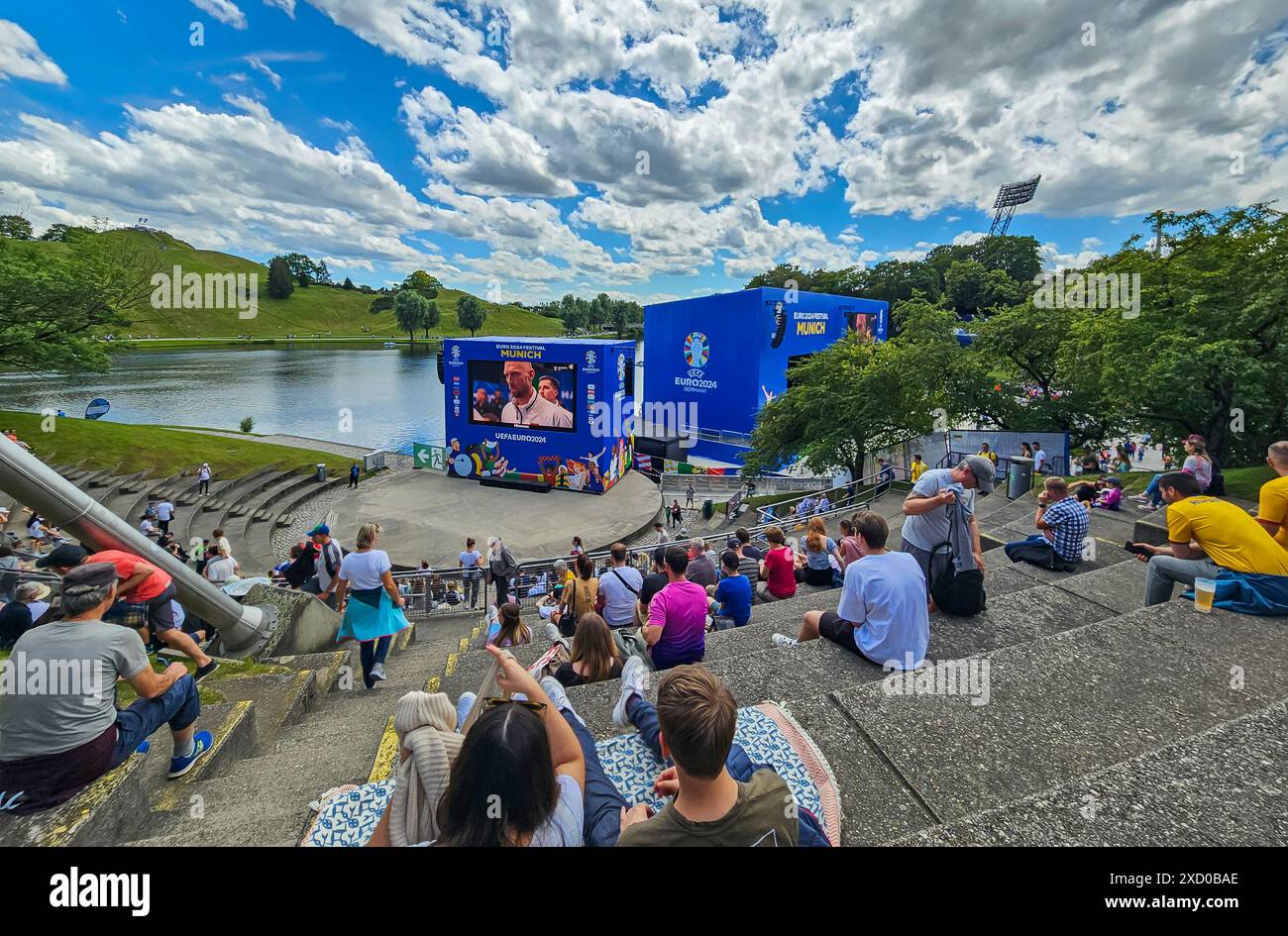 Projection publique de l'UEFA Football 2024 à Munich en Allemagne Banque D'Images