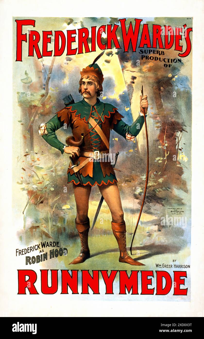 La superbe production de Frederick Warde de Runnymede par WM. Greer Harrison, 1895 ans. - Affiche imprimée vintage Banque D'Images