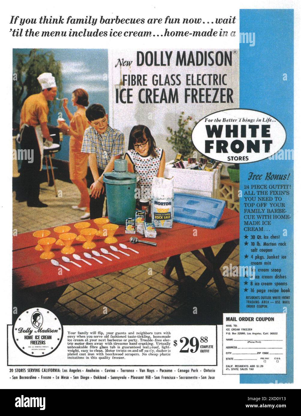 1966 White Front Stores congélateurs de crème glacée Banque D'Images