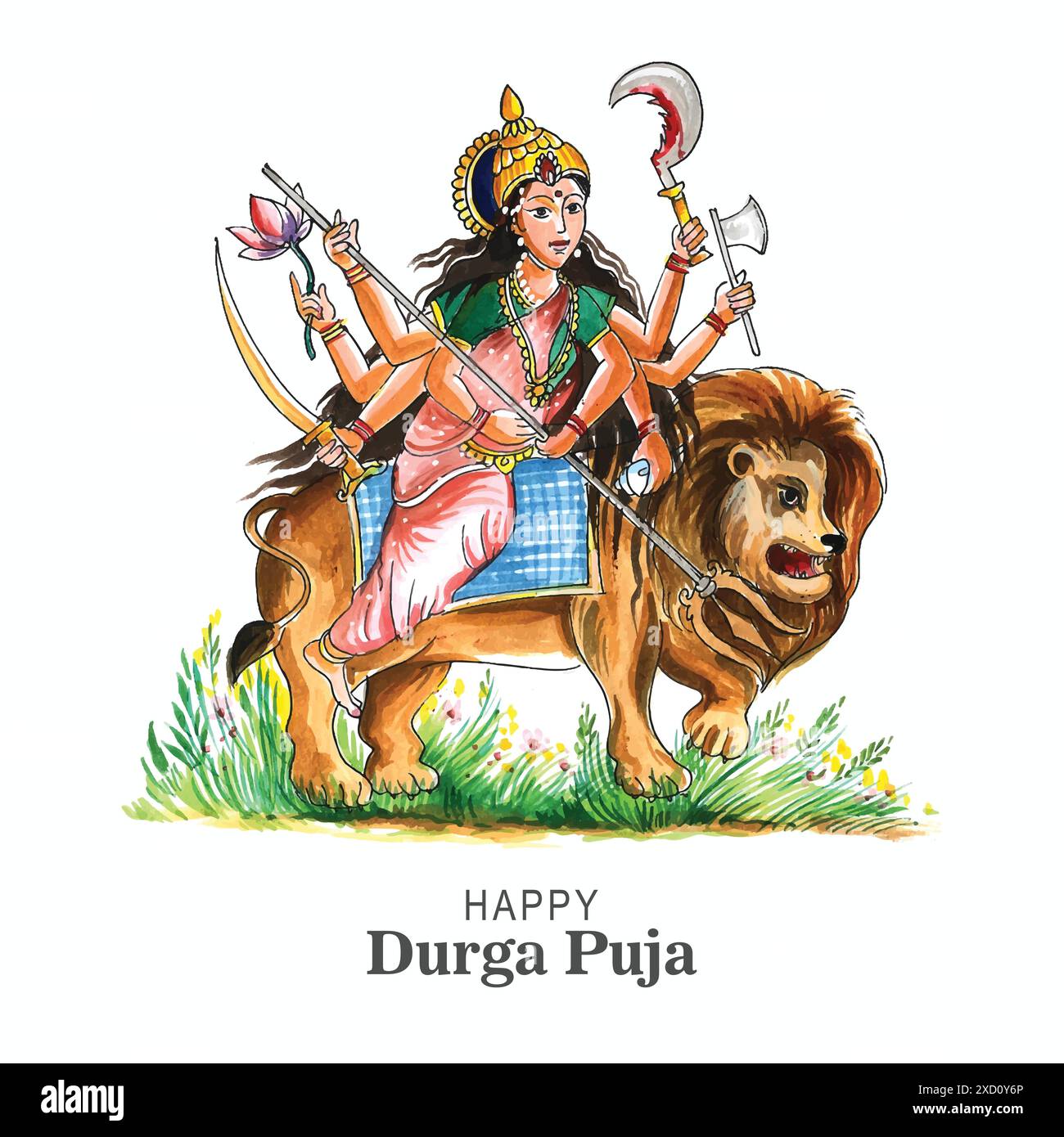 Fond de carte de festival de religion indienne durga puja Illustration de Vecteur