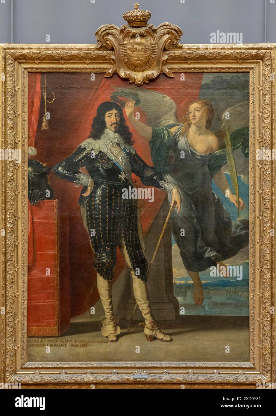 Paris, France - 06 14 2024 : Musée du Louvre. Portrait de Louis XIII roi de France, couronné de victoire peint par Philippe de Champaigne Banque D'Images