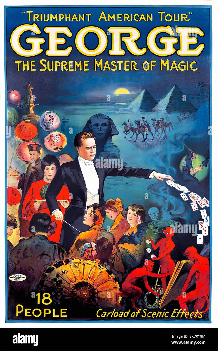 George, le maître suprême de la magie, v. 1929. - Affiche imprimée vintage Banque D'Images