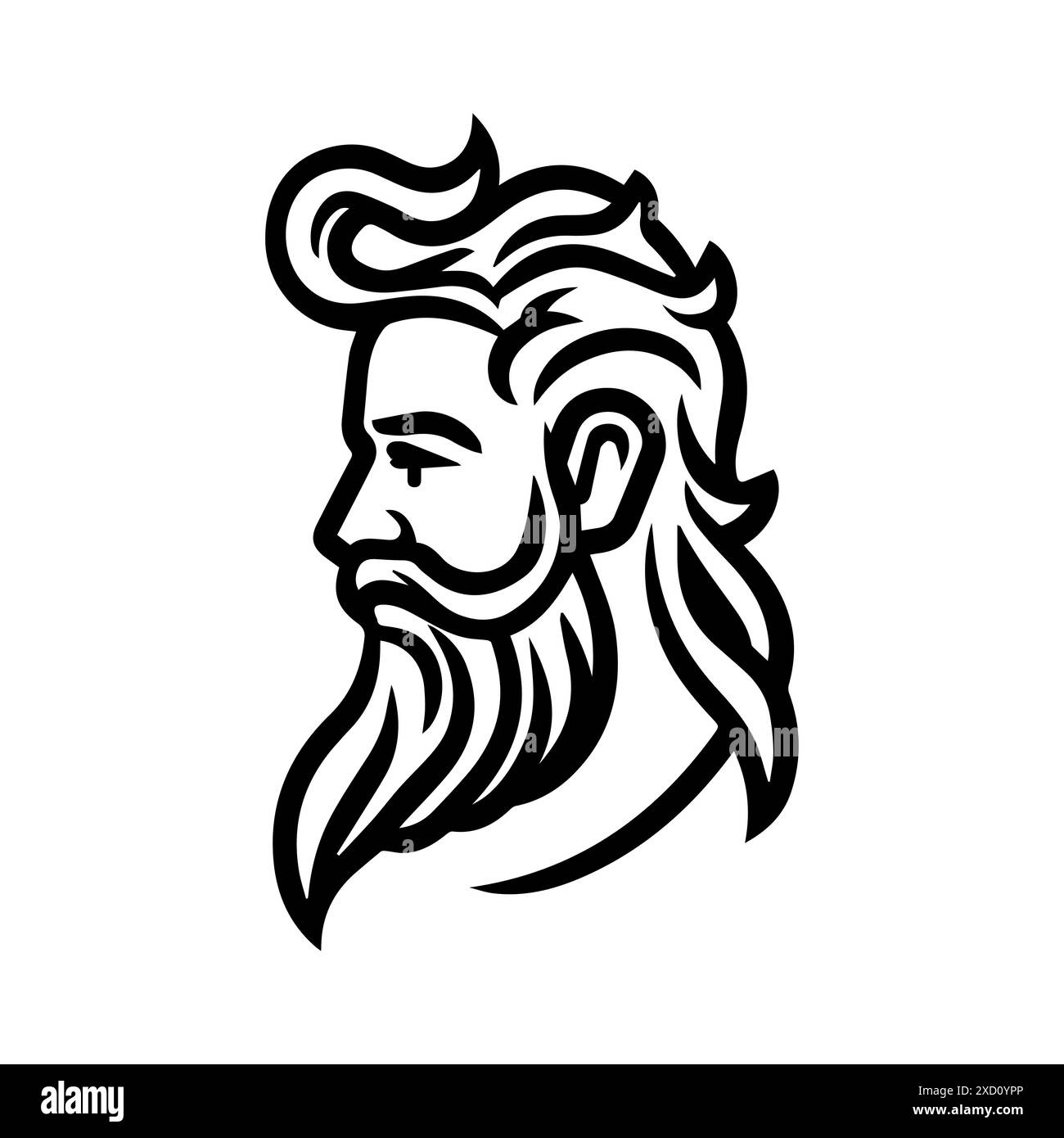 Logo Zeus ou icône de ligne moderne. Dessin au trait vectoriel et conception d'icône avec contour audacieux. Noir et blanc le symbole minimaliste Pixel Perfect isole le dos blanc Illustration de Vecteur