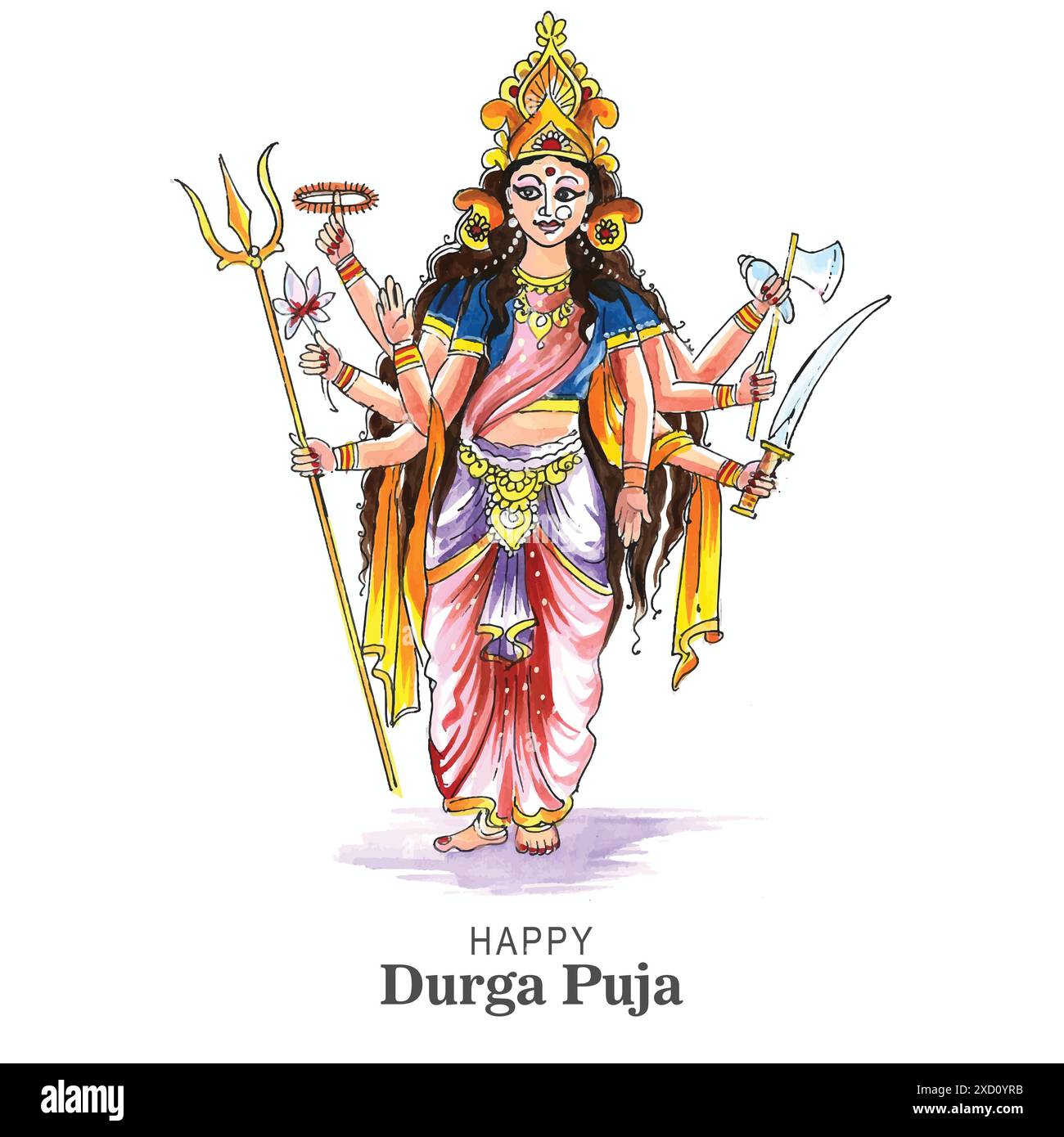 Fond de carte de célébration du festival de religion indienne durga puja Illustration de Vecteur