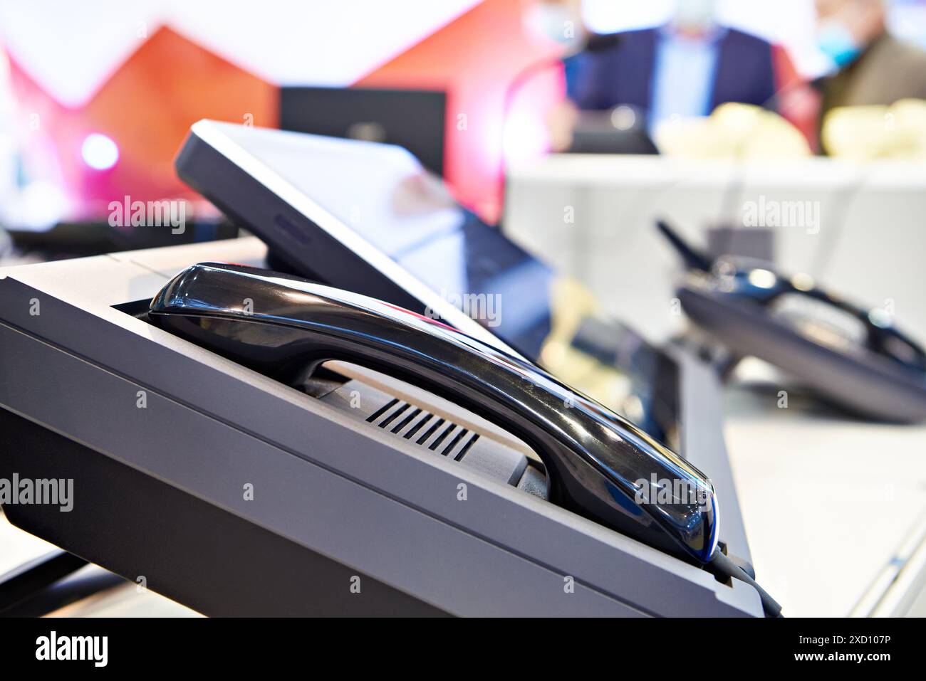 Poste de commutation téléphonique communication directe sur exposition Banque D'Images