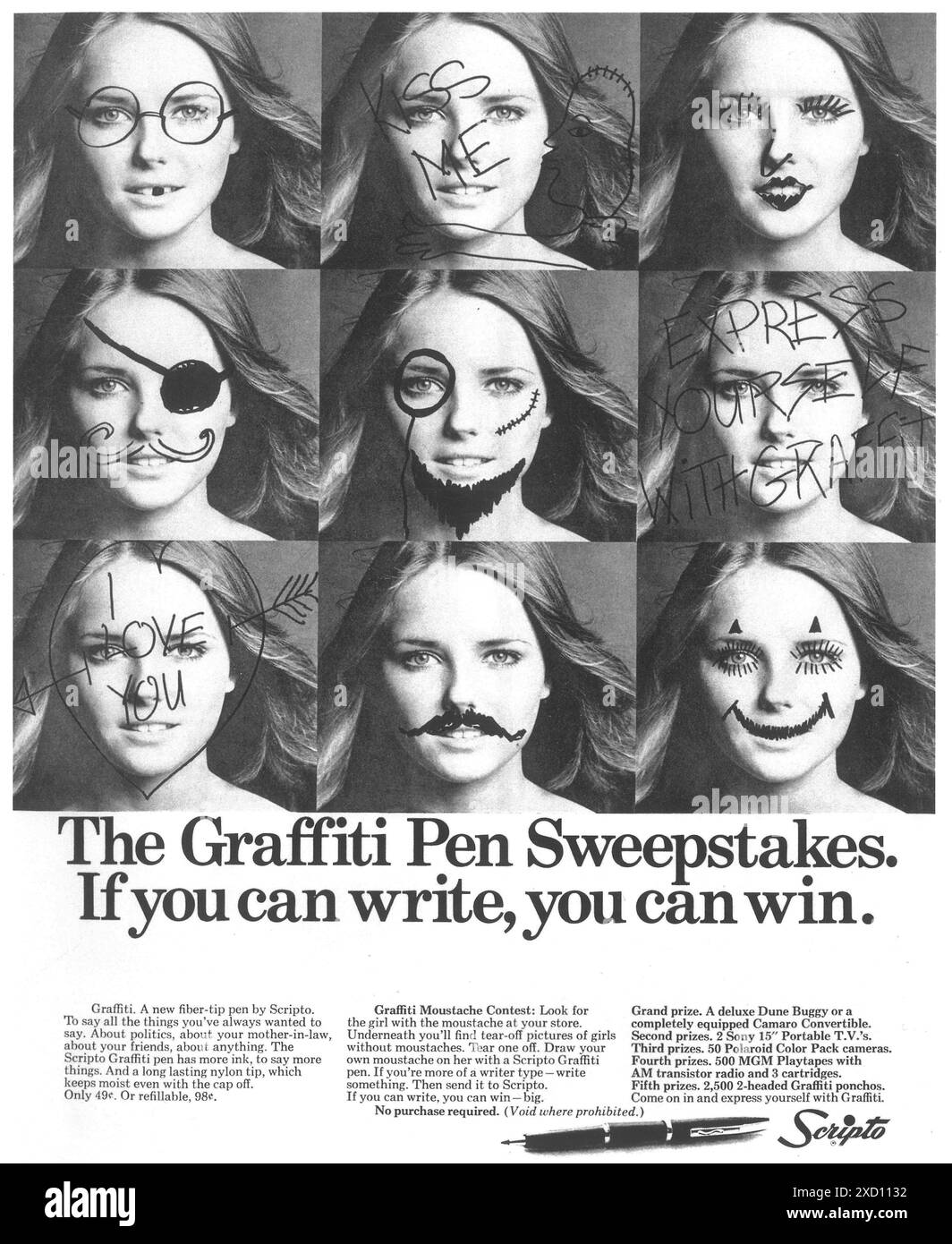 1969 Scripto Graffiti Pen Sweepstake ad Banque D'Images