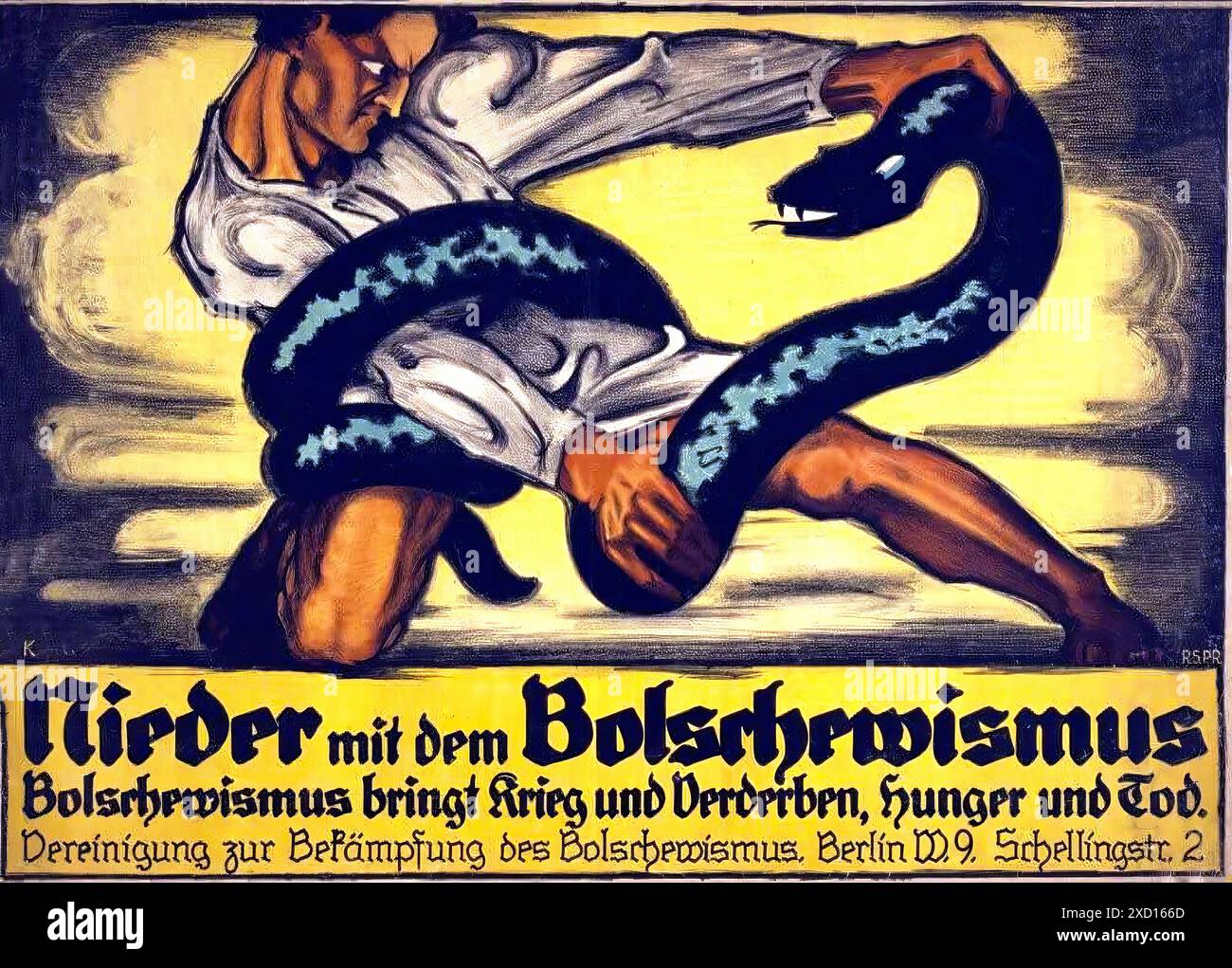 Nieder mit dem Bolschewismus, c. 1917 - affiche imprimée vintage Banque D'Images