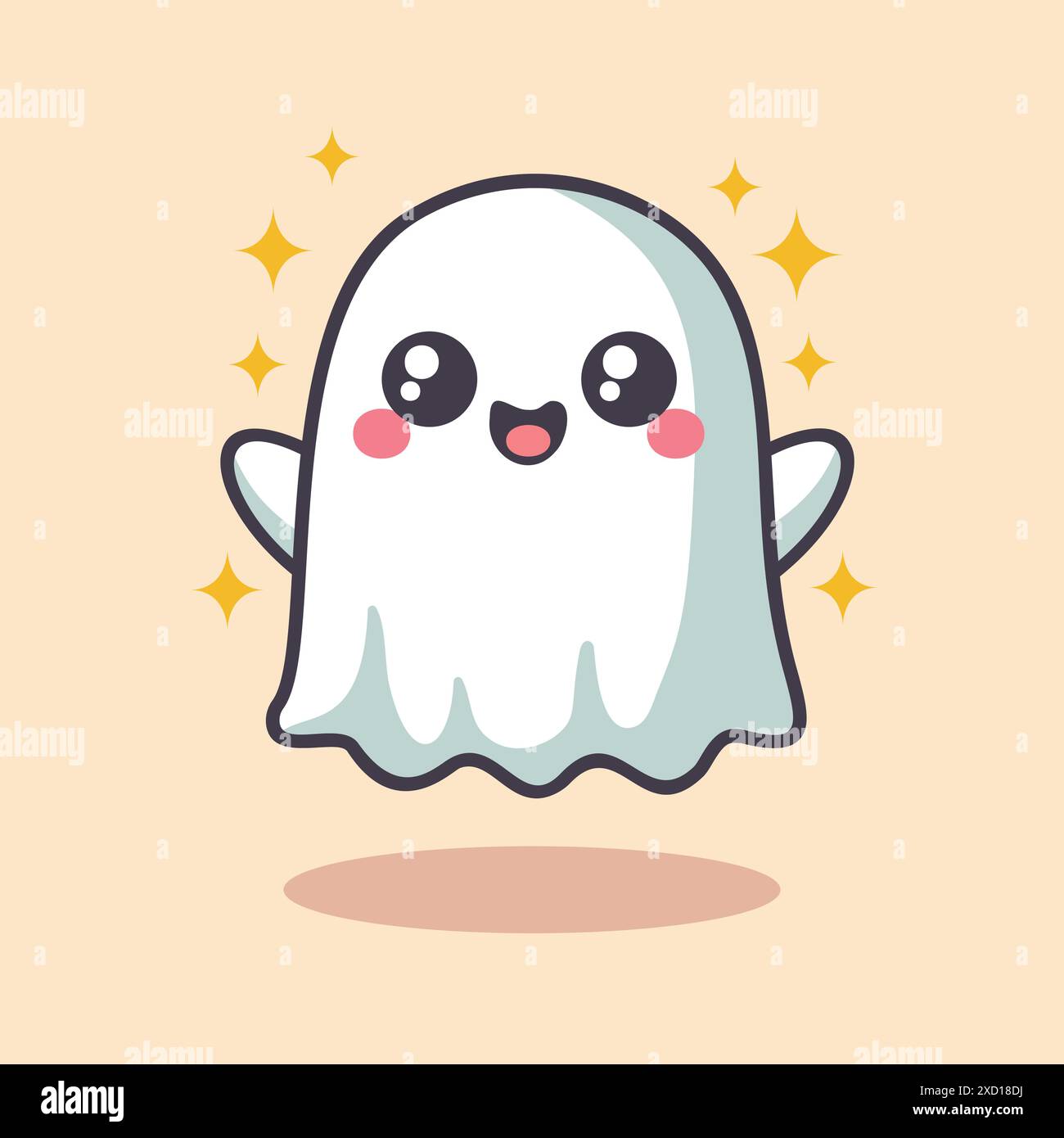 Happy Kawaii Halloween Ghost Vector illustration Illustration de Vecteur