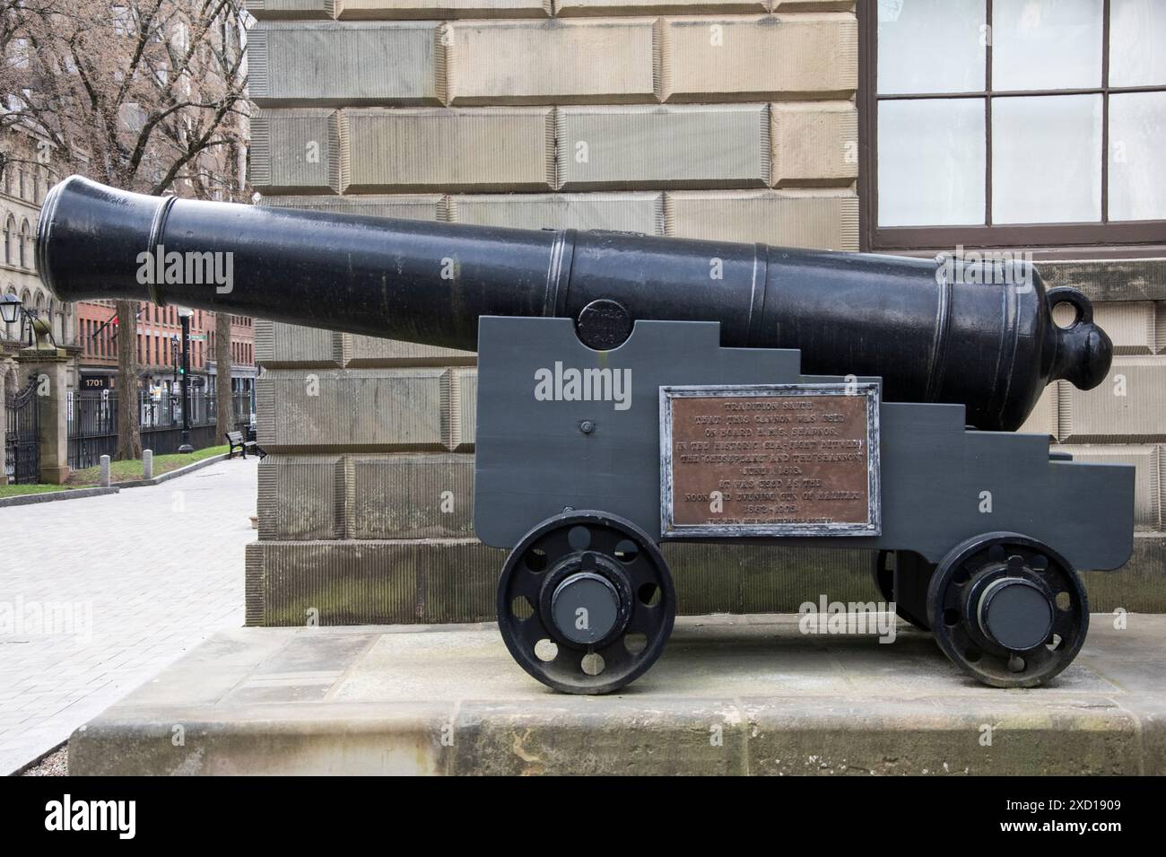 Canon utilisé sur le HMS Shannon à la Province House sur Hollis Street au centre-ville de Halifax, Nouvelle-Écosse, Canada Banque D'Images