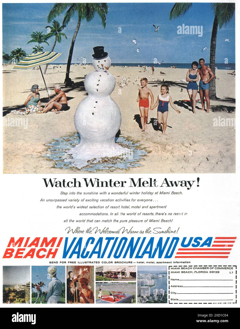 1964 Miami Beach Vacationland USA annonce Banque D'Images