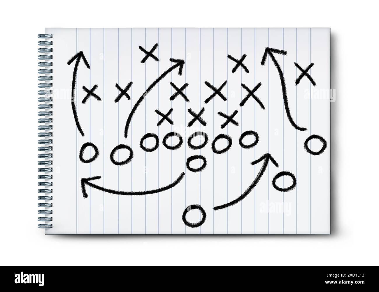 Playbooks et concept de stratégie Playbook comme un plan de jeu dessiné sur un bloc de papier représentant la planification d'entreprise ou le plan de vie pour réussir comme plan pour Banque D'Images