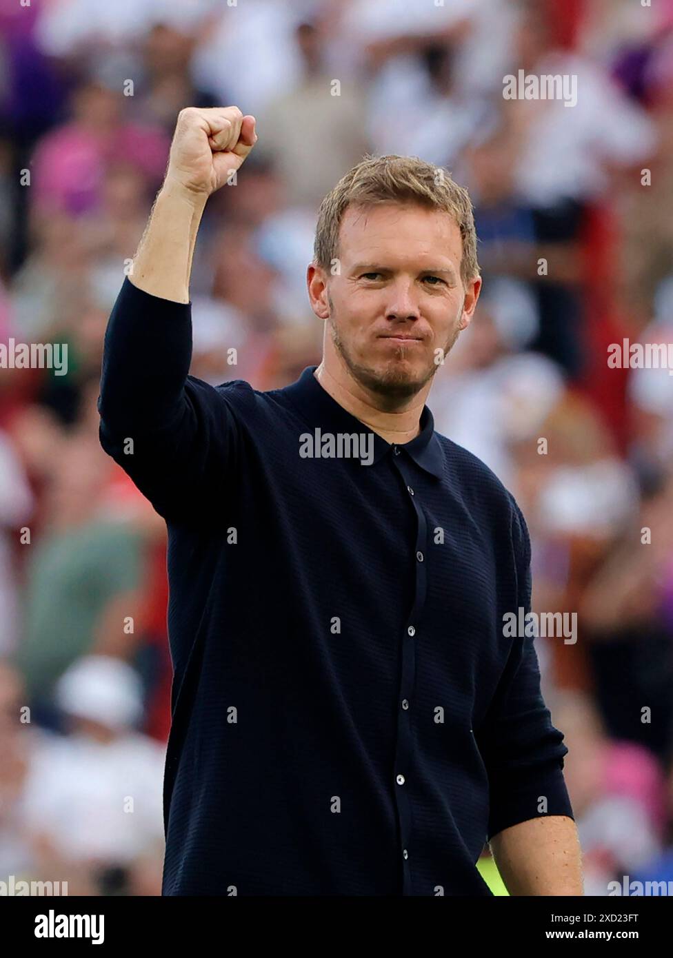 Stuttgart, UEFA Euro 2024 Groupe A match entre l'Allemagne et la Hongrie à Stuttgart. 19 juin 2024. Julian Nagelsmann, entraîneur-chef de l'Allemagne, réagit après le match de l'UEFA Euro 2024 Groupe A entre l'Allemagne et la Hongrie à Stuttgart, Allemagne, le 19 juin 2024. Crédit : Philippe Ruiz/Xinhua/Alamy Live News Banque D'Images