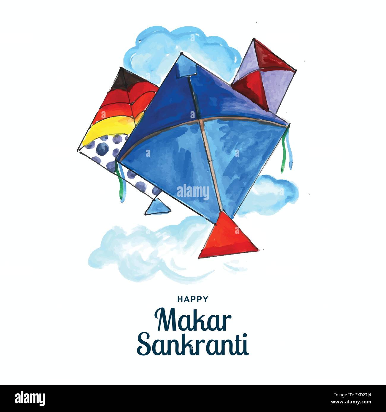 Joyeux makar sankranti célébration coloré fond de carte de cerfs-volants Illustration de Vecteur