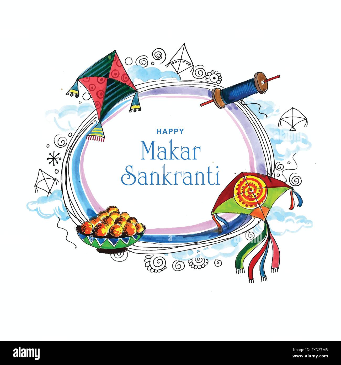 Heureux makar sankranti cerfs-volants colorés pour le festival de l'inde Illustration de Vecteur