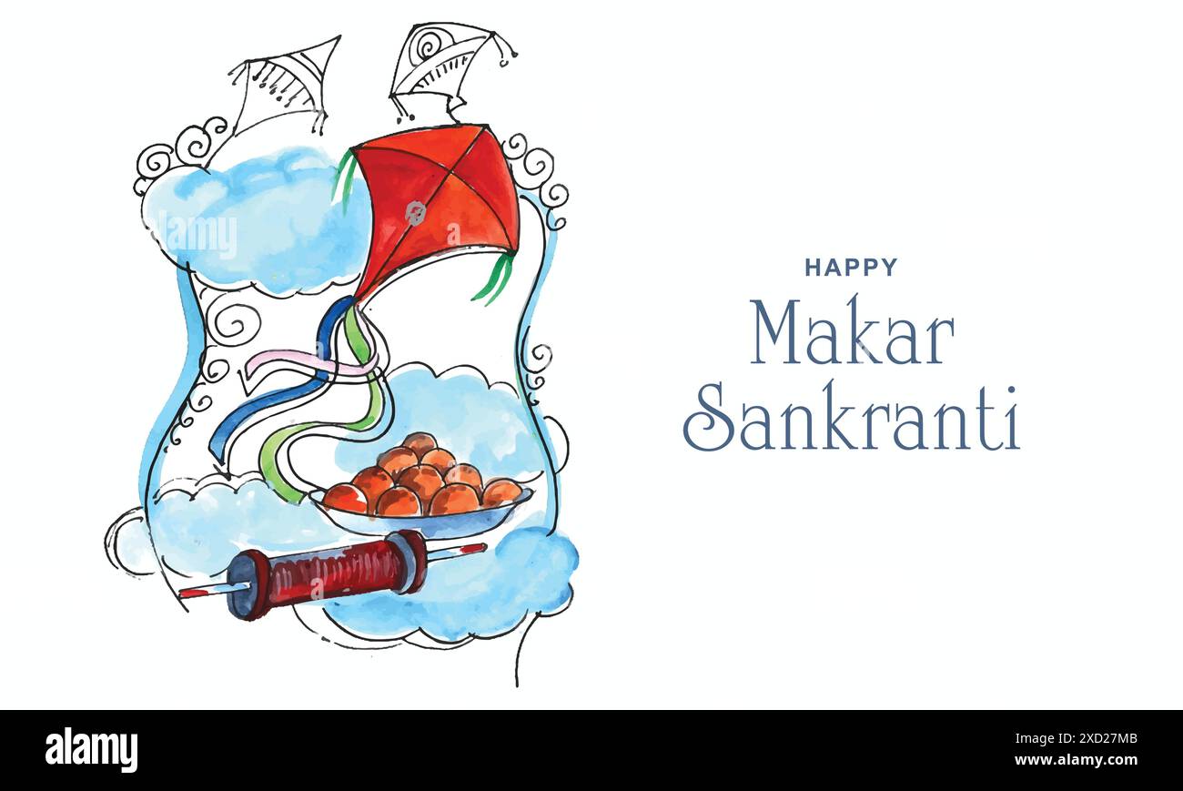 Célébrez le fond de carte de voeux Makar Sankranti Illustration de Vecteur
