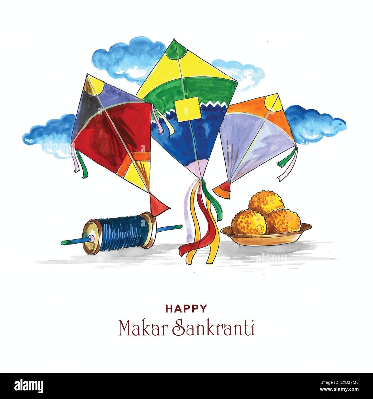Heureux makar sankranti vacances inde fond de festival Illustration de Vecteur