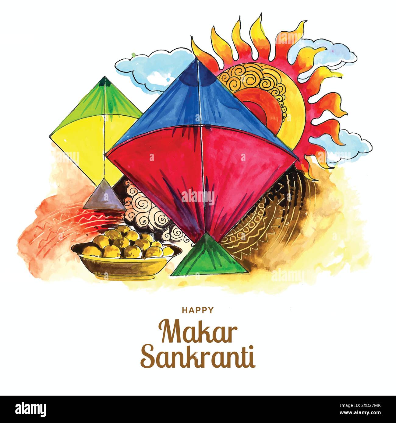 Célébrez le fond de carte de voeux Makar Sankranti Illustration de Vecteur