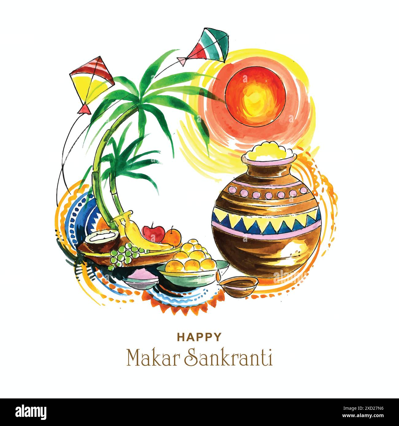 Heureux makar sankranti vacances inde fond de festival Illustration de Vecteur