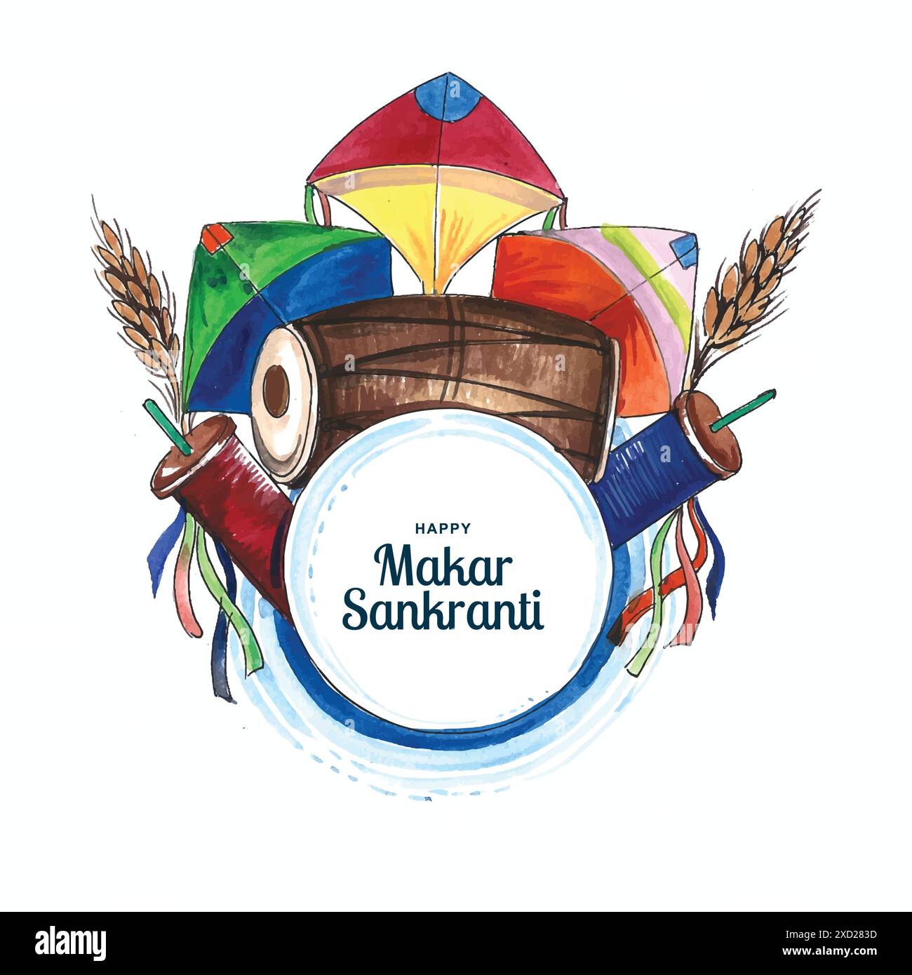 Makar Sankranti carte de voeux fond de vacances Illustration de Vecteur