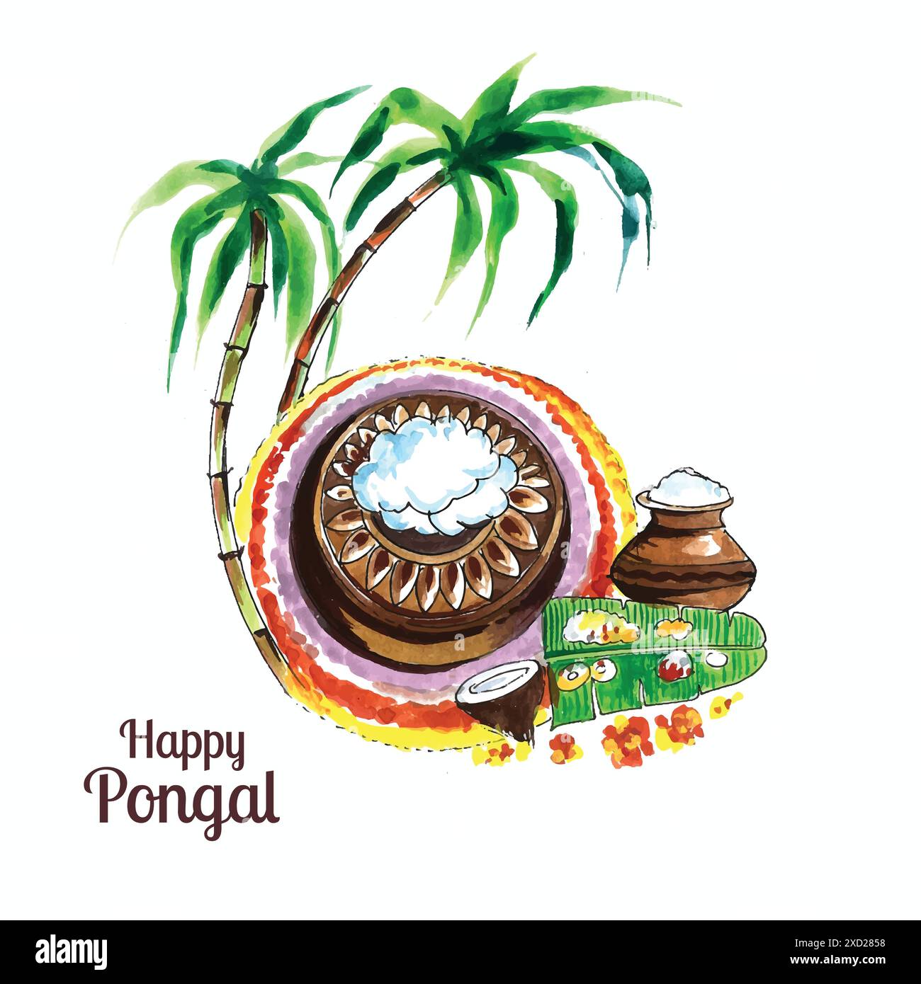 Festival indien du Sud Pongal fond Illustration de Vecteur