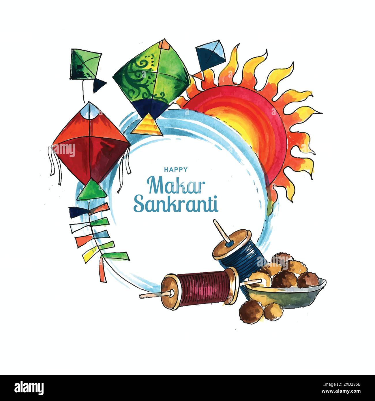 Joyeux makar sankranti carte de vacances inde festival design Illustration de Vecteur
