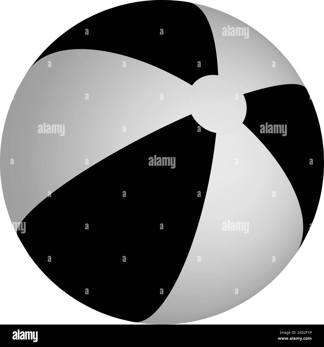 Ballon de plage, ballon de piscine, ballon d'eau noir et blanc Illustration de Vecteur
