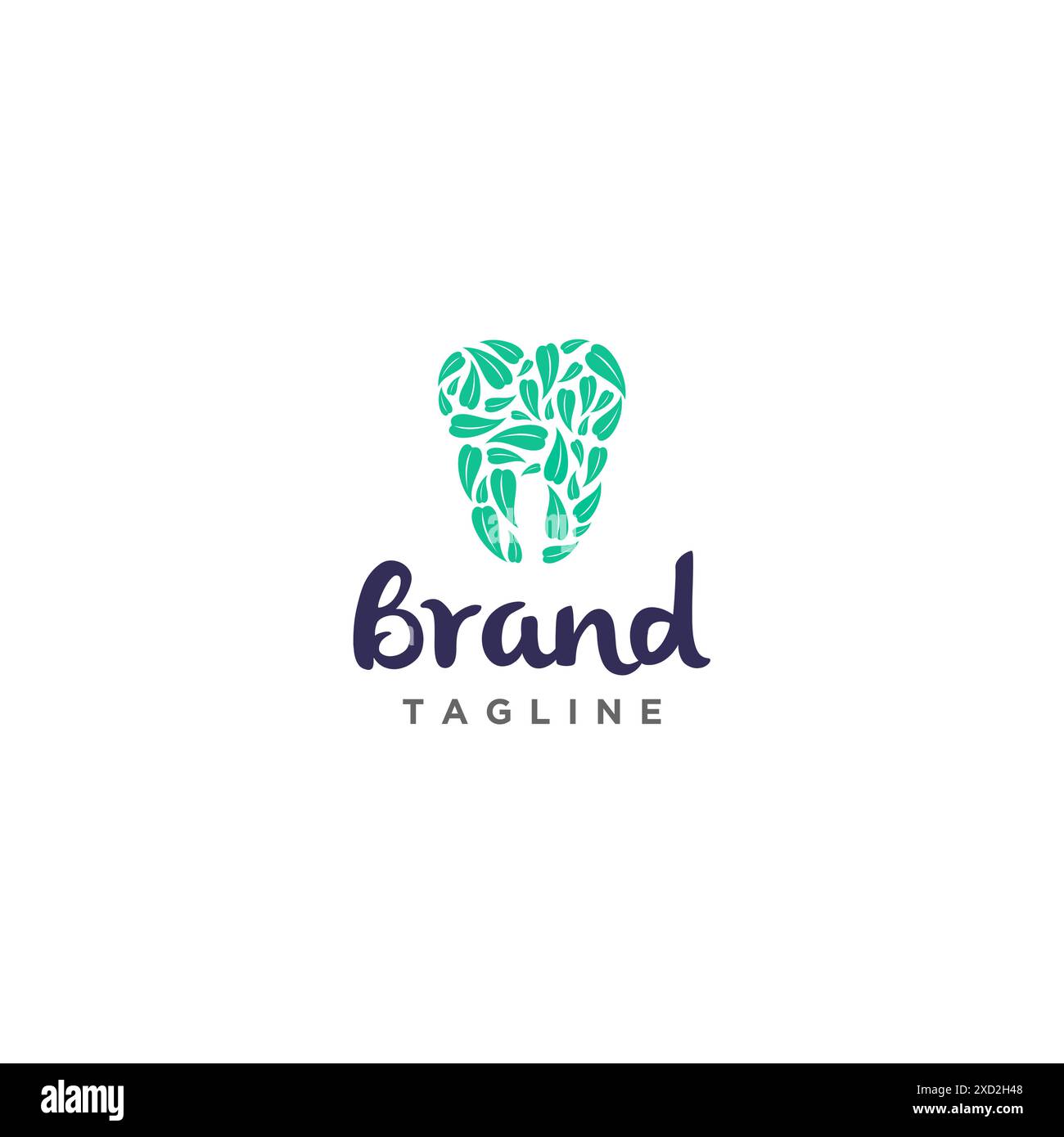 Logo de feuille à dents naturelles. Forme des feuilles symbole dents conception du logo. Illustration de Vecteur