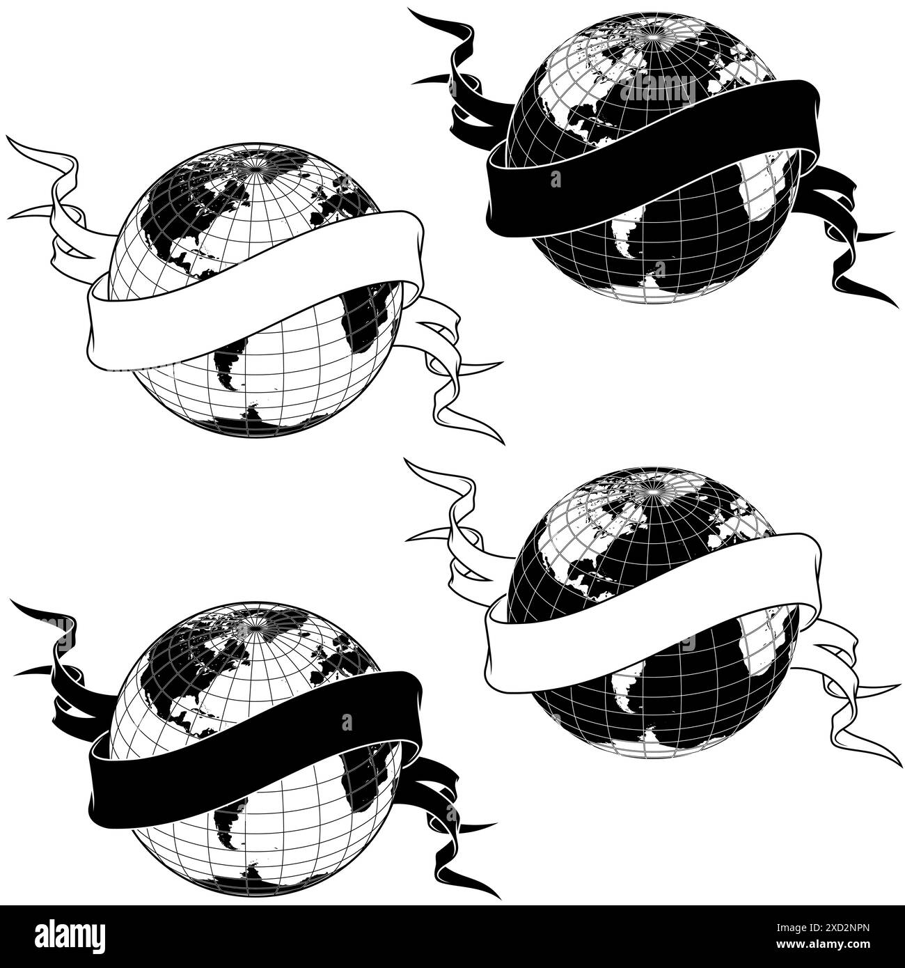 Conception vectorielle de la planète terre entourée de ruban, conception de sphère de terre Illustration de Vecteur