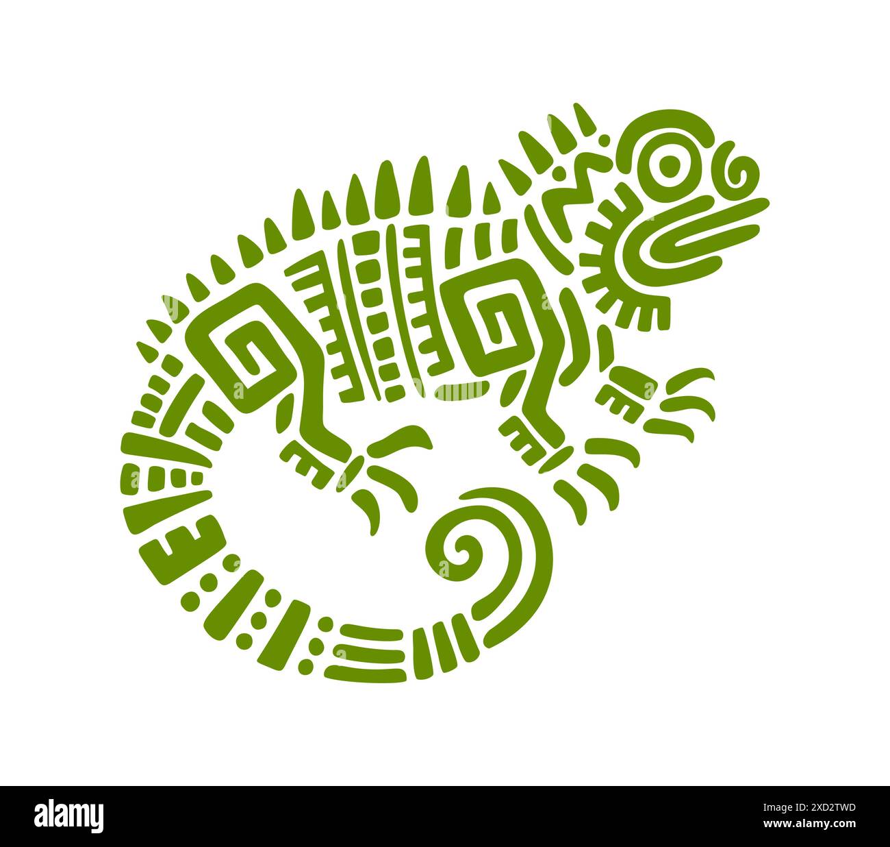 Symbole maya ou aztèque totem de l'iguane ou du caméléon, icône vectorielle tribale maya et inca. Ancienne culture mexicaine et l'art des natifs mayas et aztèques ethniques, symbole totem de lézard reptile pour le tatouage tribal Illustration de Vecteur