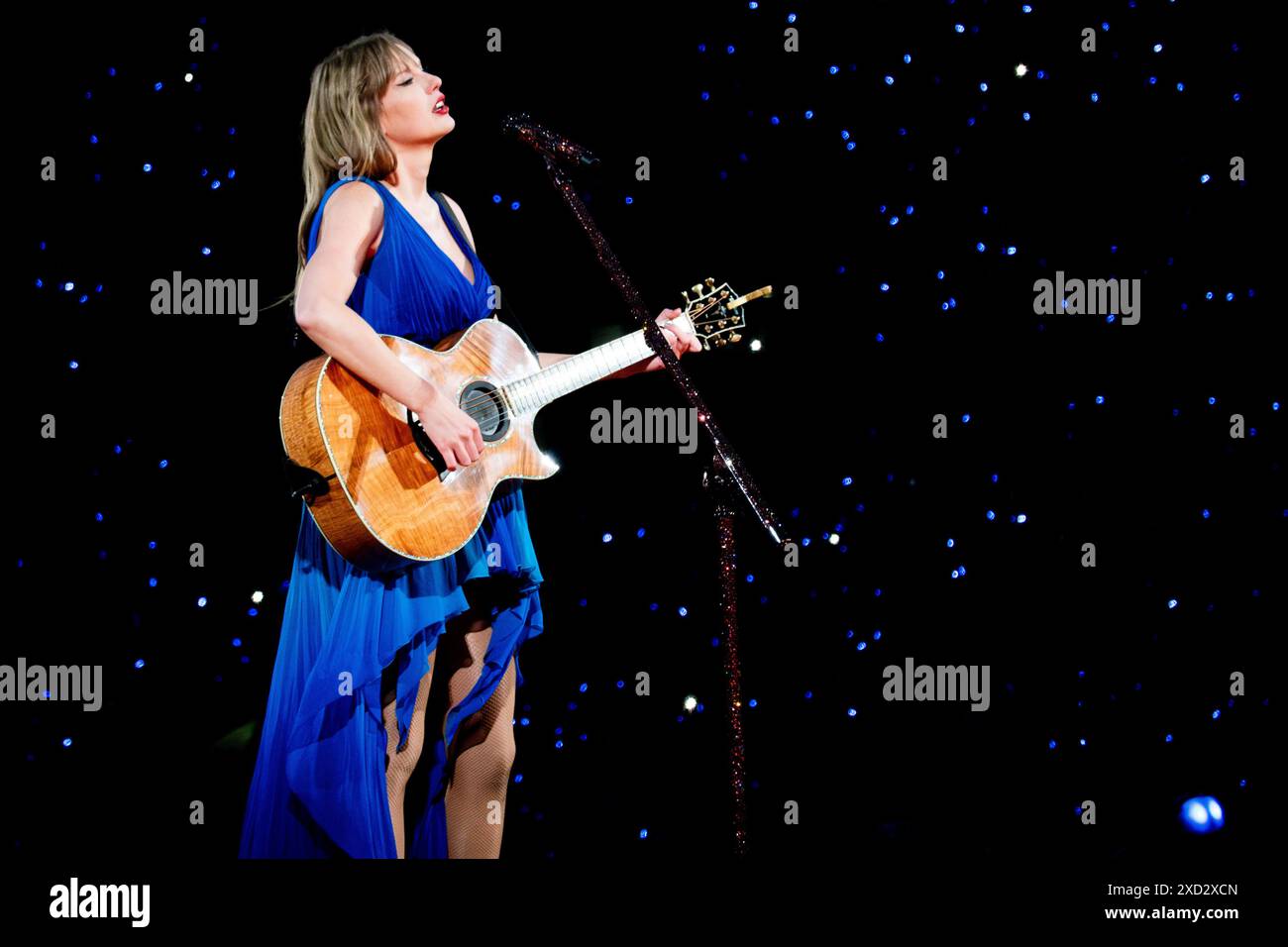 14 juin 2024 - Liverpool, Royaume-Uni : Taylor Swift se produit au stade de football d'Anfield pendant l'Eras Tour. Crédit photo : Thomas Jackson Banque D'Images