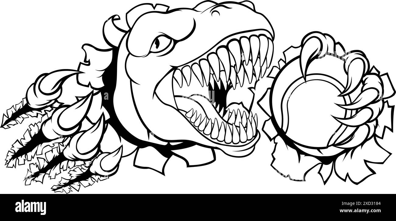 Joueur de Tennis Sports de dinosaures animal mascotte Illustration de Vecteur