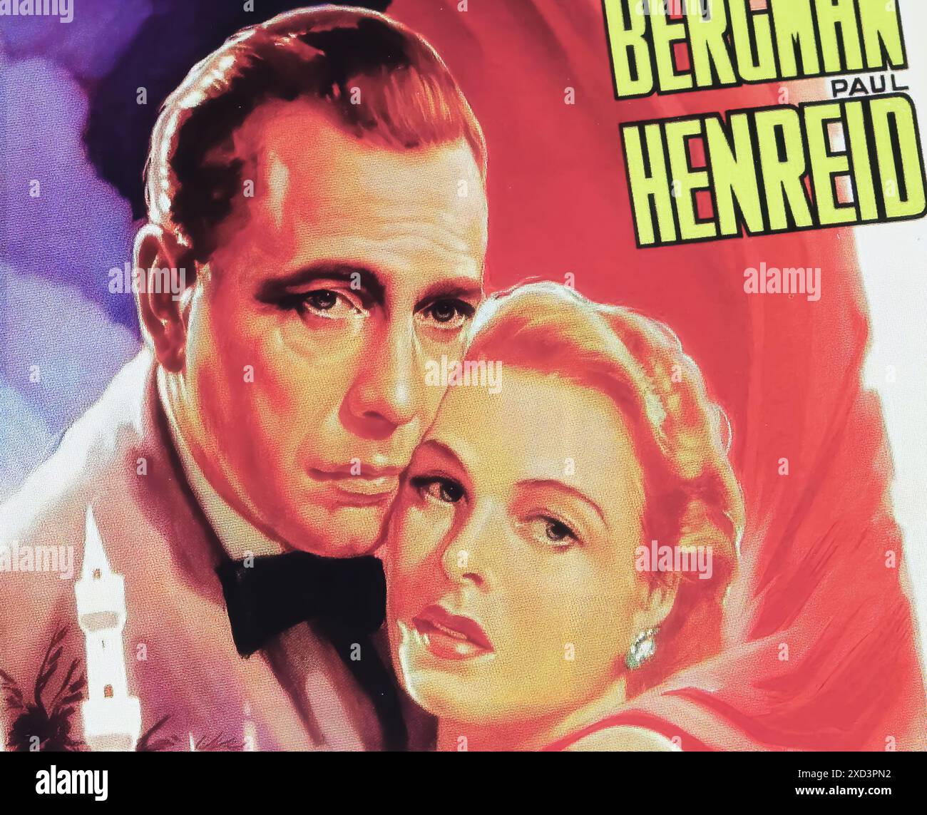 Viersen, Allemagne - 9 mai. 2024 : détail de l'affiche d'un film de cinéma du film classique Casablanca avec Humphrey Bogart et Ingrid Bergmann de 1943 Banque D'Images