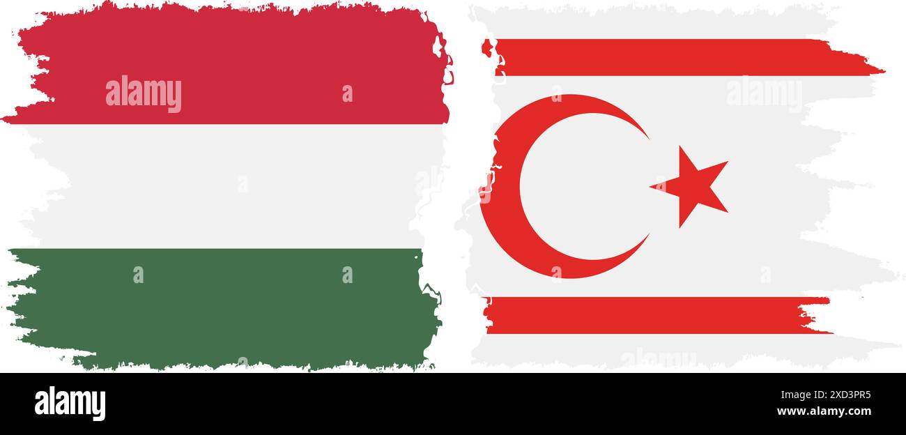 République turque de Chypre du Nord et Hongrie grunge drapeaux connexion, vecteur Illustration de Vecteur