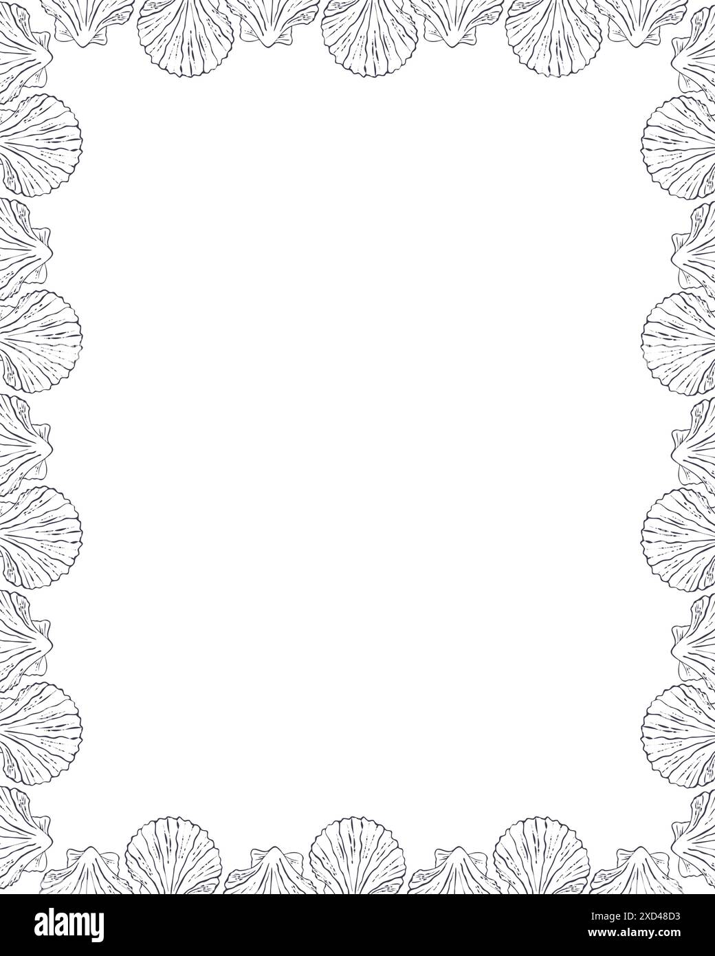 Cadre en coquillages. Modèle vertical de conception de mer et d'océan été ou conception de partie de plage. Illustration vectorielle Illustration de Vecteur