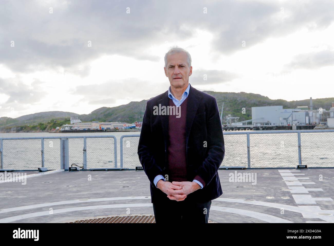 Bodo 20240619. Le premier ministre norvégien Jonas Gahr Store sur le navire des garde-côtes KV Svalbard à Bodo. Photo : Jan Langhaug / NTB Banque D'Images