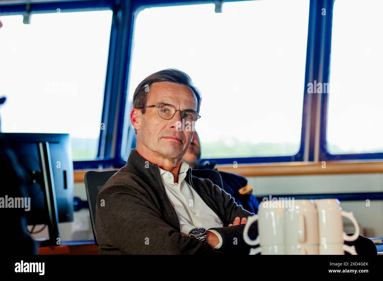 Bodo 20240619. Le premier ministre suédois Ulf Kristersson à bord du navire de garde-côtes KV Svalbard à Bodo. Photo : Jan Langhaug / NTB Banque D'Images