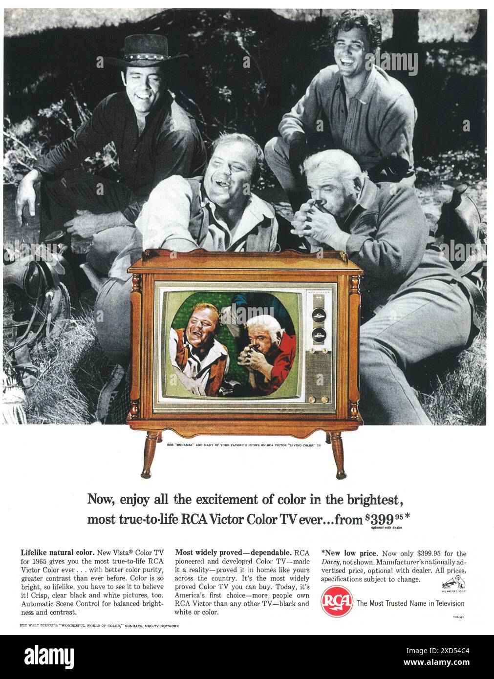 1964 RCA Victor publicité TV couleur avec 'Bonanza' casting Banque D'Images