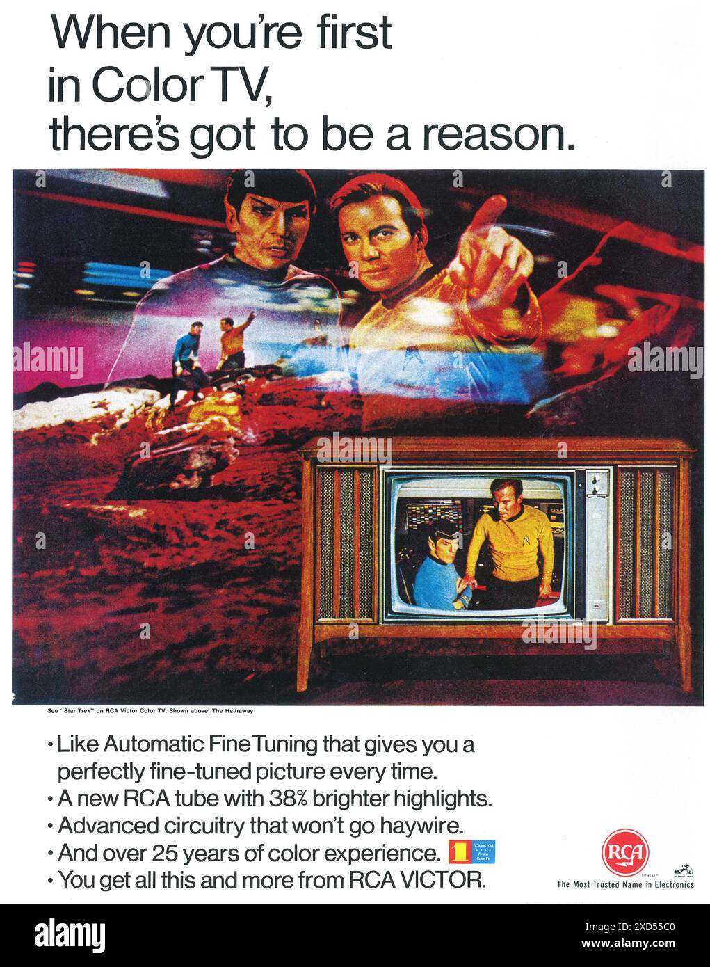 Publicité TV couleur RCA 1967 avec Star Trek Spock et Jim Banque D'Images